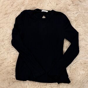A.L.C. Classic Black Open Back Long Sleeve Top